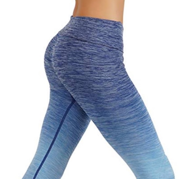NWT Seamless High Waist Yoga Dry-Fit Ombre compression Capri Leggings - Picture 3 of 7